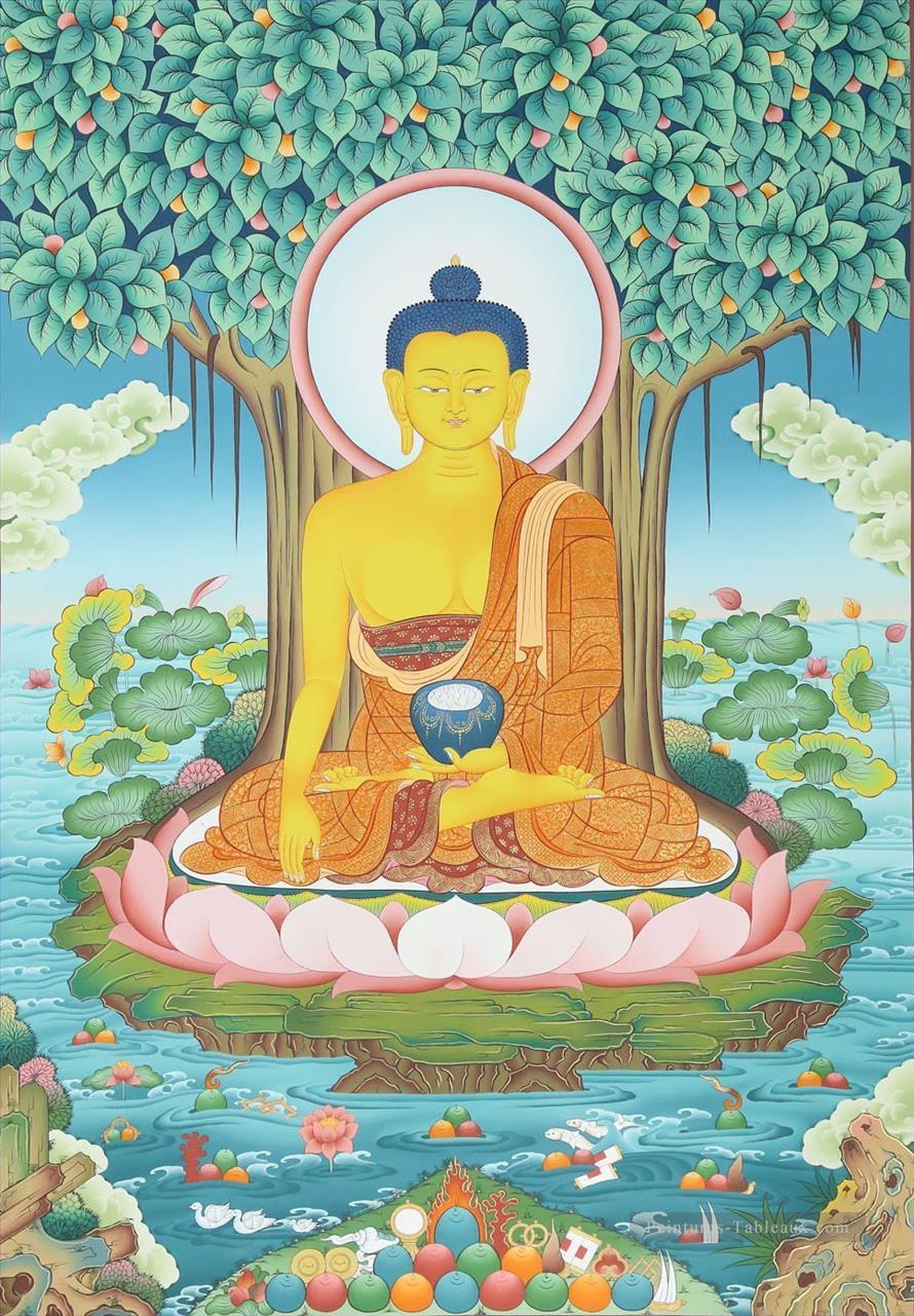 Bouddha Banyan thangka bouddhisme Peintures à l'huile